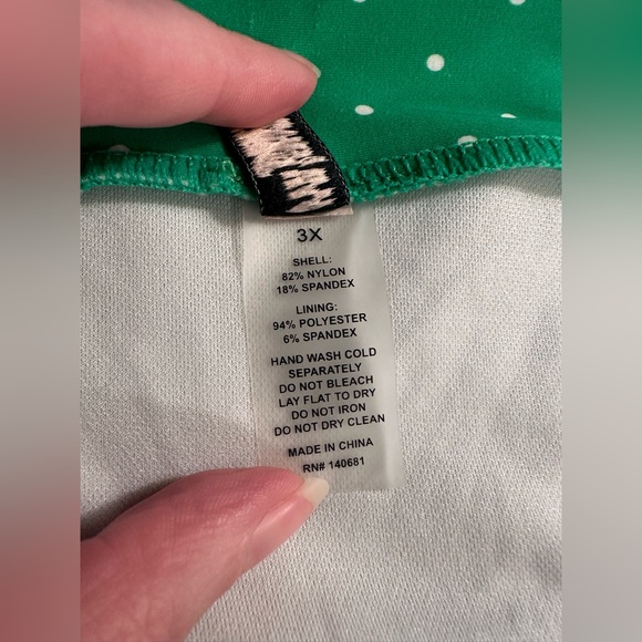 Unique Vintage Plus Size Green & White Pin Dot Monroe Swim Bottom - Picture 5 of 10